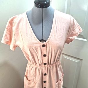 Angashion Pale Pink Dress W/Faux button front Size Small